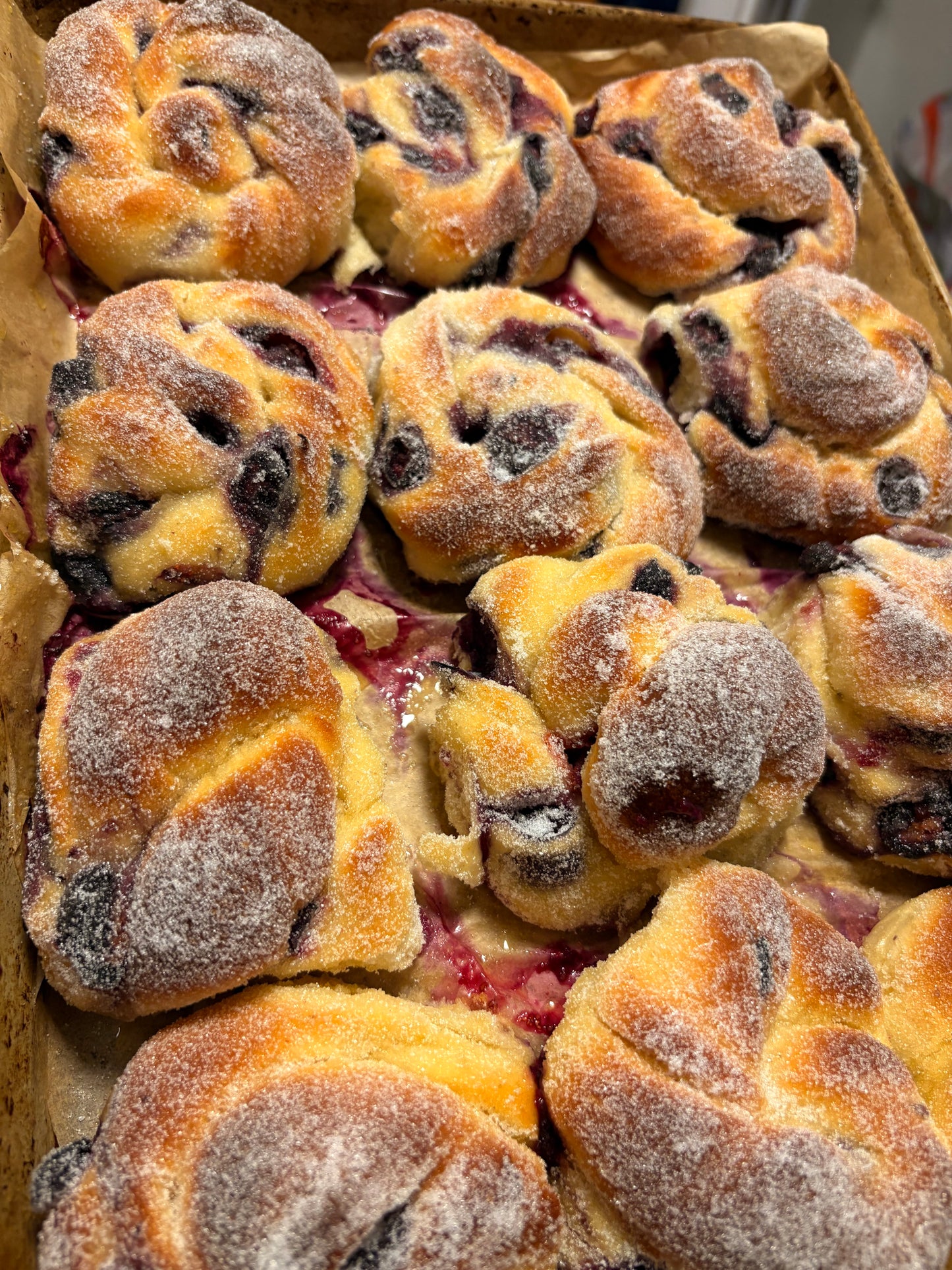 Sugared blueberry buns